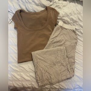 Women's Brown and Striped Set